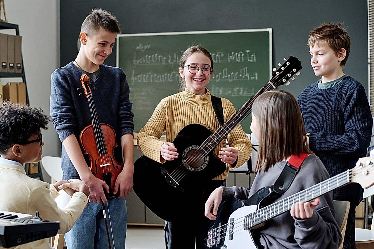 Middle School Students At Music Class